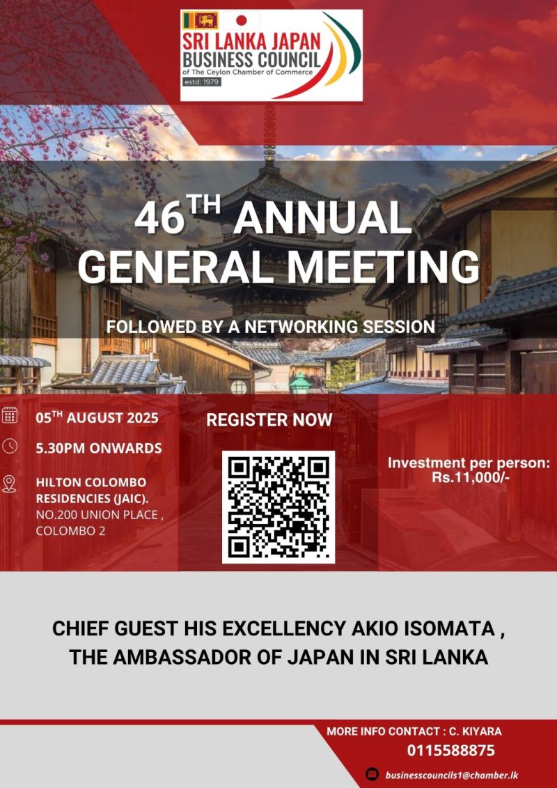 Appointed Committee Member OF THE SRI LANKA – JAPAN BUSINESS COUNCIL OF THE CEYLON CHAMBER OF COMMERCE at 46th ANNUAL GENERAL MEETING, Hilto