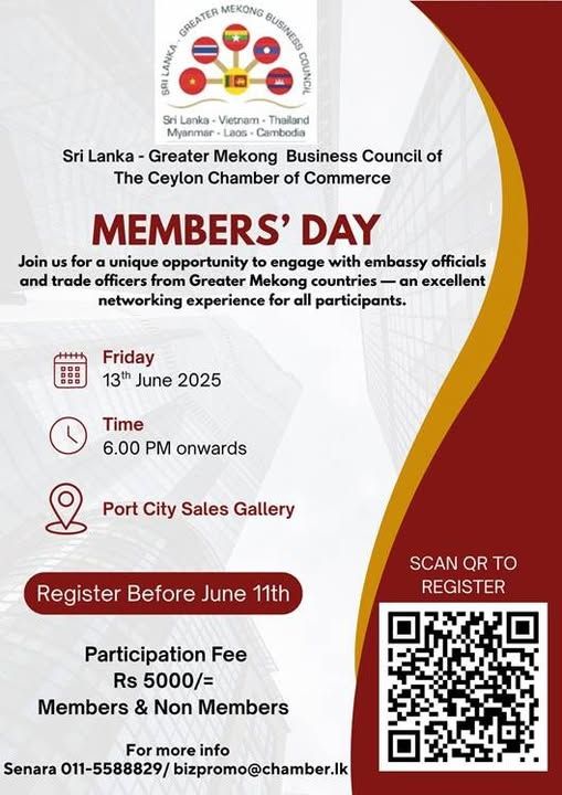 SLGMBC Members Day! Date: Friday, 13 June 2025 Venue: Colombo Port City Sales Galary hashtag #thailand hashtag #Vietnam hashtag #portcitycol